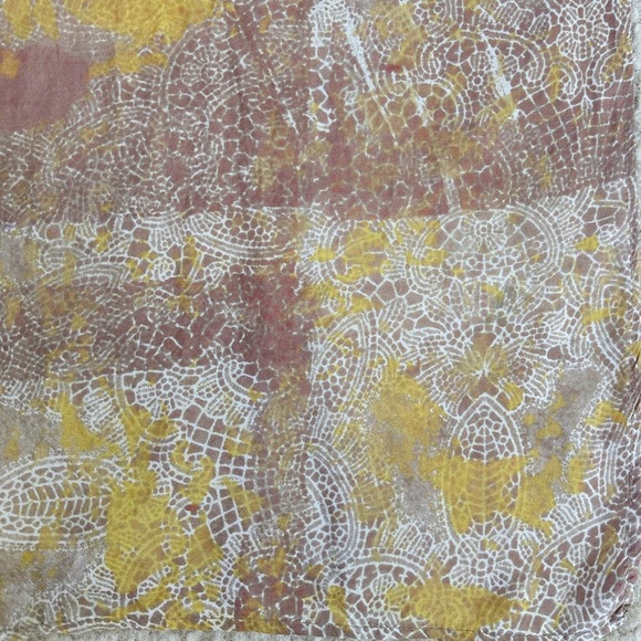 Silk Pink and Yellow Printed Scarf - Picture 7 of 8